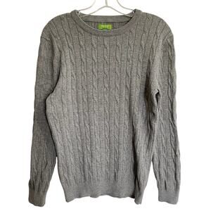 Gianni Feraud Cable Crew Sweater Size Medium Gray Women Cotton Long Sleeve